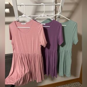 BEARSLAND Maternity Tops Short Sleeve Scoop Neck Modal Lot of 3 Size M